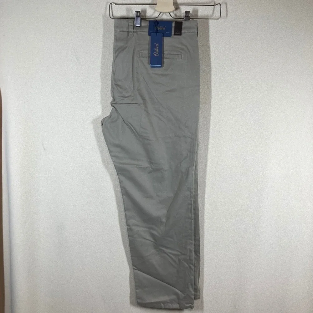 Oxford Mens Hadfield Cotton‎ Chino Pant 42x30 Tan Flat Front Casual Professional